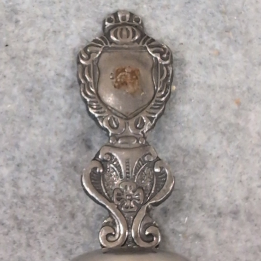 Vintage Silver Tone Ornate Crest Shield Hand Bell Decorative Service Bell - Picture 2 of 4